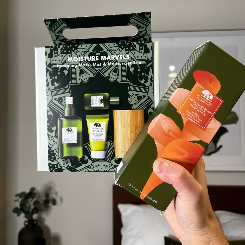 Origins Set+Jumbo MEGA-MUSHROOM Soothing Treatment Lotion